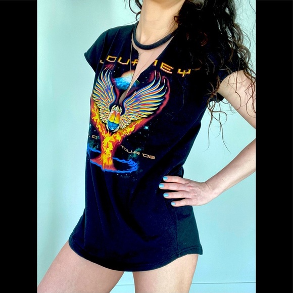 Rocker distressed Journey 08 tour blk cut out Size M T - Picture 3 of 6